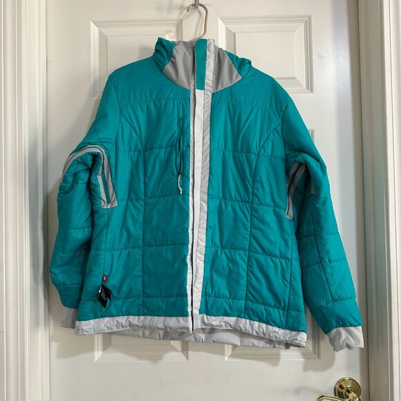 The North Face Women's Insulated Jacket XL HyVent Primaloft Teal Grey - Picture 6 of 14